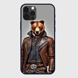 Чехол для iPhone 12 Pro Cool bear - steampunk - neural network, цвет: 3D-черный