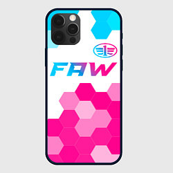 Чехол для iPhone 12 Pro FAW neon gradient style: символ сверху, цвет: 3D-черный