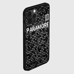 Чехол для iPhone 12 Pro Paramore glitch на темном фоне: символ сверху, цвет: 3D-черный — фото 2