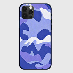 Чехол для iPhone 12 Pro Камуфляжный узор голубой, цвет: 3D-черный