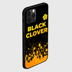 Чехол для iPhone 12 Pro Black Clover - gold gradient: символ сверху, цвет: 3D-черный — фото 2
