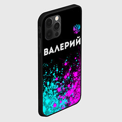 Чехол для iPhone 12 Pro Валерий и неоновый герб России: символ сверху, цвет: 3D-черный — фото 2