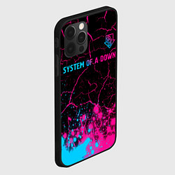 Чехол для iPhone 12 Pro System of a Down - neon gradient: символ сверху, цвет: 3D-черный — фото 2