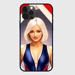 Чехол для iPhone 12 Pro Девушка блондинка в спортивном костюме, цвет: 3D-черный