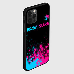 Чехол для iPhone 12 Pro Brawl Stars - neon gradient: символ сверху, цвет: 3D-черный — фото 2