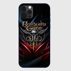 Чехол для iPhone 12 Pro Baldurs Gate 3 dark logo, цвет: 3D-черный