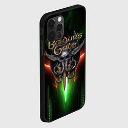 Чехол для iPhone 12 Pro Baldurs Gate 3 logo green red light, цвет: 3D-черный — фото 2