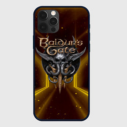 Чехол iPhone 12 Pro Baldurs Gate 3 logo black gold