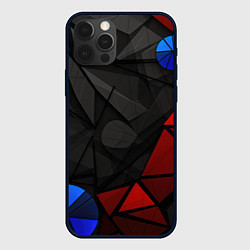 Чехол для iPhone 12 Pro Black blue red elements, цвет: 3D-черный