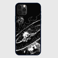 Чехол для iPhone 12 Pro Танджиро против луны - Клинок демонов, цвет: 3D-черный