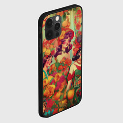 Чехол для iPhone 12 Pro Винтажные ретро леди и цветы, цвет: 3D-черный — фото 2