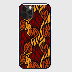 Чехол для iPhone 12 Pro Hot Flames - паттерн, цвет: 3D-черный