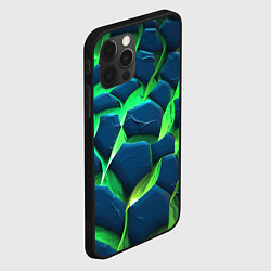 Чехол для iPhone 12 Pro Разломленные зеленые плиты, цвет: 3D-черный — фото 2