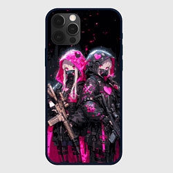 Чехол для iPhone 12 Pro Военные аниме девушки, цвет: 3D-черный