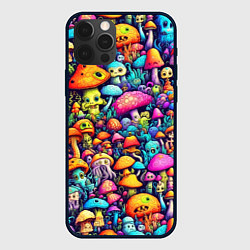 Чехол для iPhone 12 Pro Кислотные психоделические грибы, цвет: 3D-черный