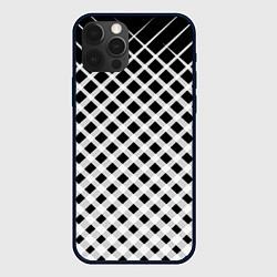 Чехол для iPhone 12 Pro Черно-белые ромбы и клетки, цвет: 3D-черный
