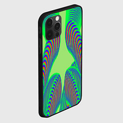 Чехол для iPhone 12 Pro Сине-зеленые изгибы, цвет: 3D-черный — фото 2