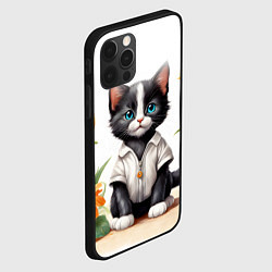 Чехол для iPhone 12 Pro Котенок на цветочной поляне, цвет: 3D-черный — фото 2