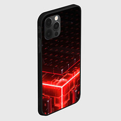 Чехол для iPhone 12 Pro Неоновые плиты - красные, цвет: 3D-черный — фото 2