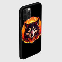 Чехол для iPhone 12 Pro Волк на черном фоне, цвет: 3D-черный — фото 2
