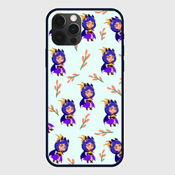 Чехол для iPhone 12 Pro Персонаж героини воительницы и веточка, цвет: 3D-черный