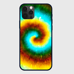 Чехол для iPhone 12 Pro Тай-дай коричневый, цвет: 3D-черный