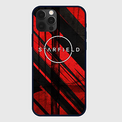 Чехол iPhone 12 Pro Starfield logo red black background