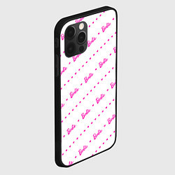 Чехол для iPhone 12 Pro Барби паттерн - логотип и сердечки, цвет: 3D-черный — фото 2