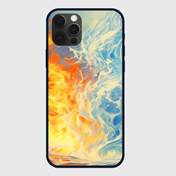 Чехол для iPhone 12 Pro Вода и пламя абстракция, цвет: 3D-черный