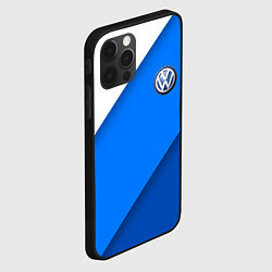 Чехол для iPhone 12 Pro Volkswagen - голубые линии, цвет: 3D-черный — фото 2