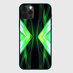 Чехол для iPhone 12 Pro Зеленые зеркальные плиты, цвет: 3D-черный