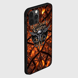 Чехол для iPhone 12 Pro Baldurs Gate 3 logo fire, цвет: 3D-черный — фото 2