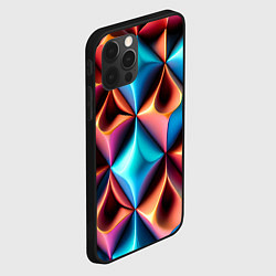 Чехол для iPhone 12 Pro Разноцветные объёмные ромбы узор, цвет: 3D-черный — фото 2