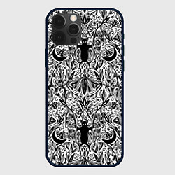 Чехол для iPhone 12 Pro Bats and moths - gothic pattern, цвет: 3D-черный