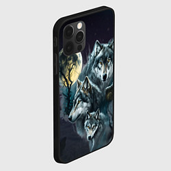 Чехол для iPhone 12 Pro Вольчья стая и луна, цвет: 3D-черный — фото 2