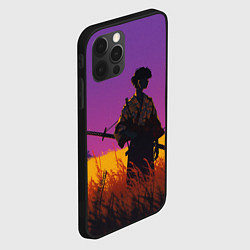 Чехол для iPhone 12 Pro Самурай на закате - фиолетовый, цвет: 3D-черный — фото 2