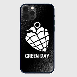 Чехол для iPhone 12 Pro Green Day glitch на темном фоне, цвет: 3D-черный