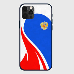 Чехол для iPhone 12 Pro Герб РФ - white sport, цвет: 3D-черный