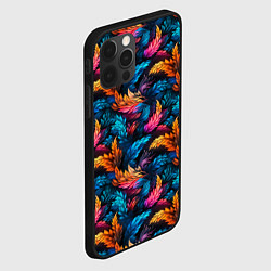 Чехол для iPhone 12 Pro Фантастические листья растений узор, цвет: 3D-черный — фото 2