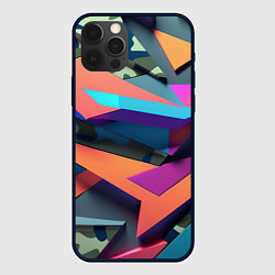 Чехол для iPhone 12 Pro Камуфляж и цветная геометрия - нейросеть, цвет: 3D-черный