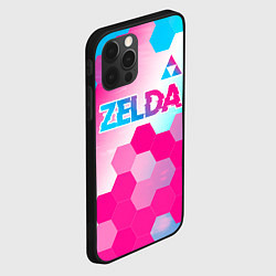Чехол для iPhone 12 Pro Zelda neon gradient style: символ сверху, цвет: 3D-черный — фото 2