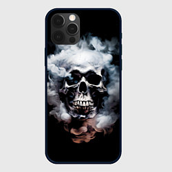 Чехол для iPhone 12 Pro Металлический череп в дыму, цвет: 3D-черный