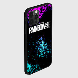 Чехол для iPhone 12 Pro Rainbow six неоновые краски, цвет: 3D-черный — фото 2