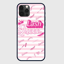 Чехол для iPhone 12 Pro Lash queen - pink Barbie pattern, цвет: 3D-черный