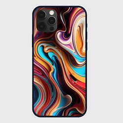 Чехол для iPhone 12 Pro Поток красок, цвет: 3D-черный