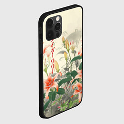 Чехол для iPhone 12 Pro Тигровые лилии - японский стиль, цвет: 3D-черный — фото 2