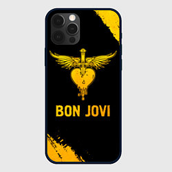 Чехол для iPhone 12 Pro Bon Jovi - gold gradient, цвет: 3D-черный