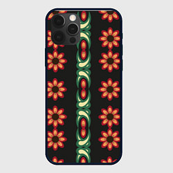 Чехол для iPhone 12 Pro Красочный цветочный орнамент с ромашками, цвет: 3D-черный