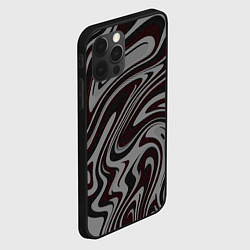 Чехол для iPhone 12 Pro Абстракция тёмно-серый с красным, цвет: 3D-черный — фото 2