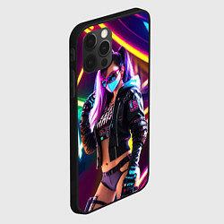 Чехол для iPhone 12 Pro Cool girl - cyberpunk - neon glow, цвет: 3D-черный — фото 2